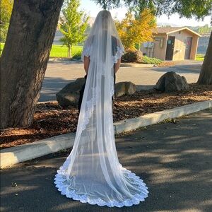 Cathedral White Lace Bridal Veil